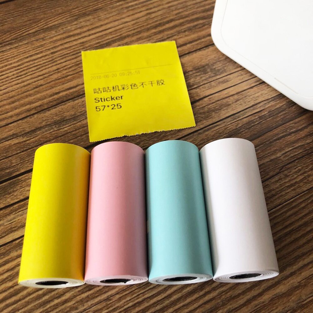 4 개/대 빌 영수증 광장 자기 접착제 사진 휴대용 연속 인쇄 용지 다채로운 롤 열 스티커 내구성 선물
